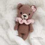 αρκουδάκι πλεκτό κουκλάκι amigurumi καφέ δώρο κορίτσι