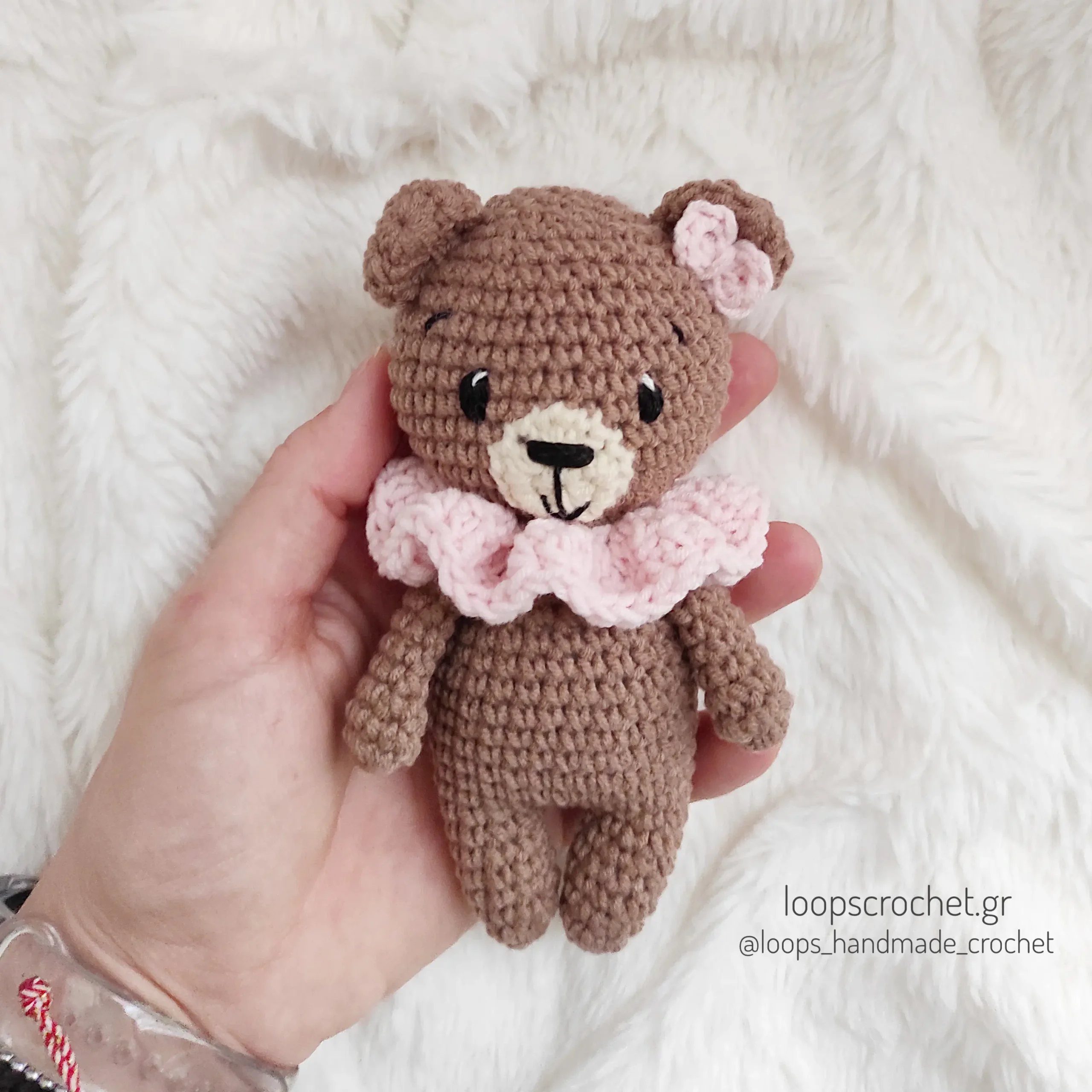 αρκουδάκι πλεκτό κουκλάκι amigurumi καφέ ροζ δώρο κορίτσι αρκουδάκι πλεκτό κουκλάκι amigurumi καφέ ροζ δώρο κορίτσι