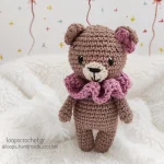 αρκουδάκι πλεκτό κουκλάκι amigurumi καφέ σάπιο μήλο δώρο κορίτσι