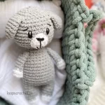 πλεκτό κουκλάκι amigurumi σκυλάκι γκρι δώρο για αγόρι νεογέννητο 1