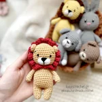 πλεκτό λιοντάρι μπεζ κουκλάκι amigurumi για αγόρι δώρο χειροποίητο
