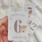 δώρο για νεογέννητο αγόρι unisex κάρτες βρεφικής ανάπτυξης γκρι milestone cards
