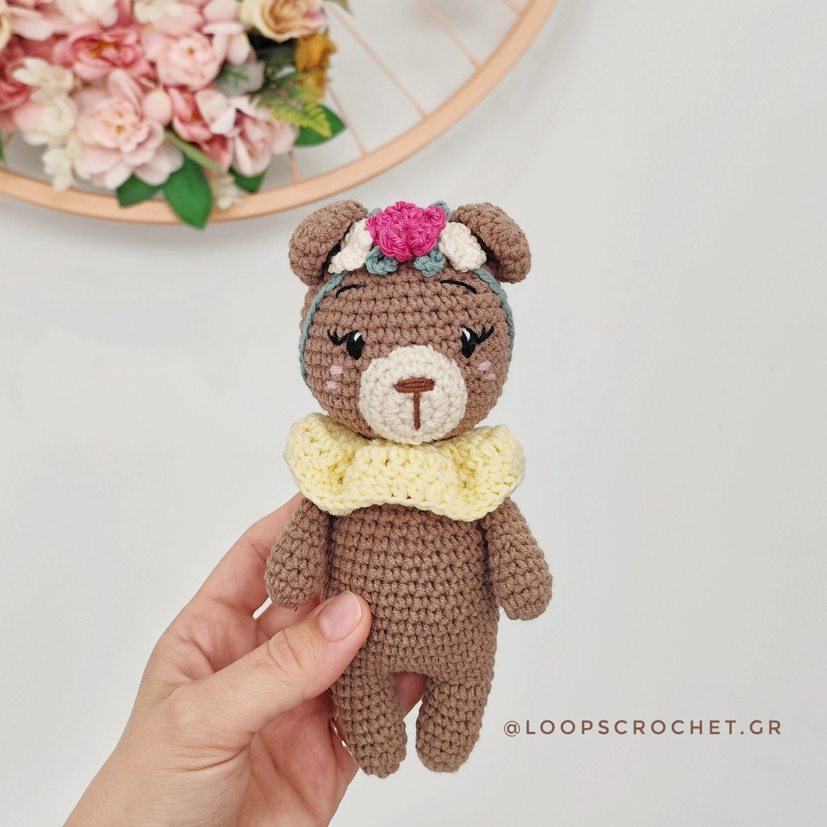 Πλεκτό αρκουδάκι Amigurumi καφέ ανοιχτό
