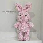 Πλεκτό κουνελάκι amigurumi σε ροζ χρώμα χειροποίητο loops crochet