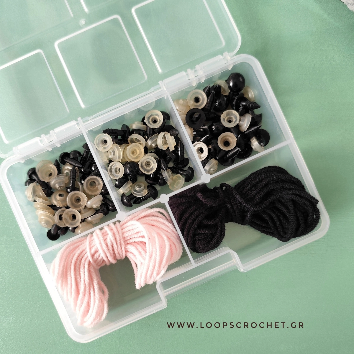 Υλικά για amigurumi 3 μεγέθη από πλαστικά μάτια loops crochet Υλικά για amigurumi 3 μεγέθη από πλαστικά μάτια loops crochet
