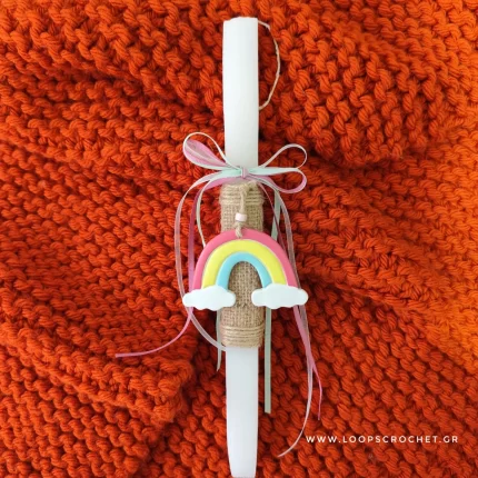 πασχαλινή λαμπάδα με διακοσμητικό πήλινο στοιχείο για παιδιά 1