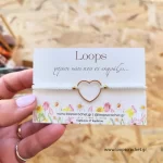 μακραμέ βραχιόλι λευκό με στοιχείο καρδιά macrame χειροποίητο loops crochet