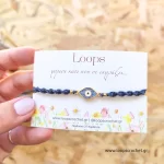 μακραμέ βραχιόλι μπλε με στοιχείο μάτι macrame χειροποίητο loops crochet