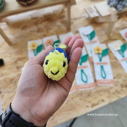 πλεκτό ψάρι amigurumi χρώμα κίτρινο μπλε χειροποίητο handmade loopscrochet