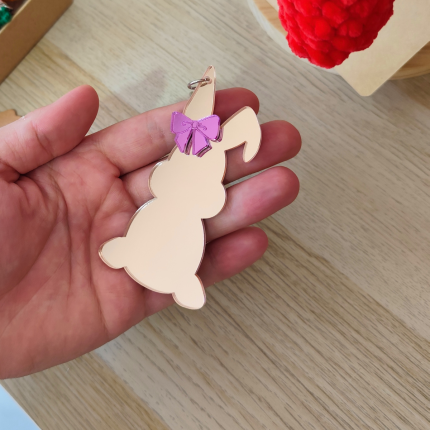 plexiglass μπρελόκ κουνελάκι ροζ χρυσό χειροποίητο loops handmade