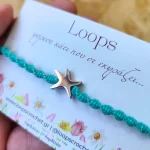 βραχιόλι μακραμέ macrame με στοιχείο καλοκαιρινό χειροποίητο δώρο για γυναίκα handmade loops 2