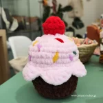 πλεκτό κέικ cupcake amigurumi χρώμα ροζ χειροποίητο handmade loopscrochet 1