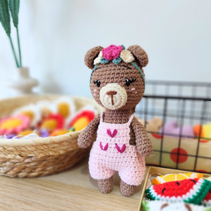 πλεκτό κουκλάκι amigurumi αρκουδάκι καφέ χειροποίητο loops crochet handmade