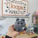 πλεκτό κουκλάκι amigurumi γάτα χρώμα γκρι χειροποίητο handmade loopscrochet