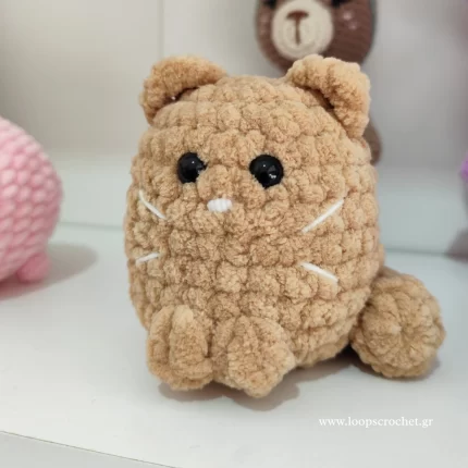 πλεκτό κουκλάκι amigurumi γάτα χρώμα καφέ χειροποίητο handmade loopscrochet 1