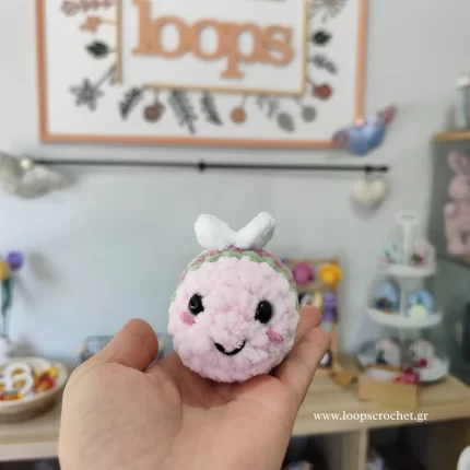πλεκτό κουκλάκι amigurumi μέλισσα χρώμα ροζ χειροποίητο handmade loopscrochet 3