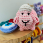 πλεκτό κουκλάκι amigurumi προβατάκι ροζ χρώμα χειροποίητο loops crochet handmade 2