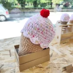 πλεκτό παγωτό amigurumi χρώμα ροζ καφέ χειροποίητο handmade loopscrochet