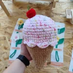 πλεκτό παγωτό amigurumi χρώμα ροζ χειροποίητο handmade loopscrochet