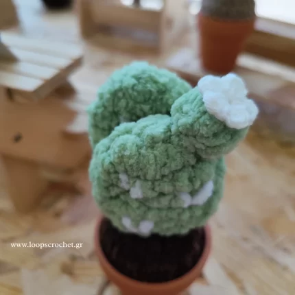 πλεκτός κάκτος σε γλαστράκι amigurumi χρώμα πράσινο καφέ χειροποίητο handmade loopscrochet 1