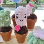 πλεκτός κάκτος σε γλαστράκι amigurumi χρώμα ροζ καφέ χειροποίητο handmade loopscrochet
